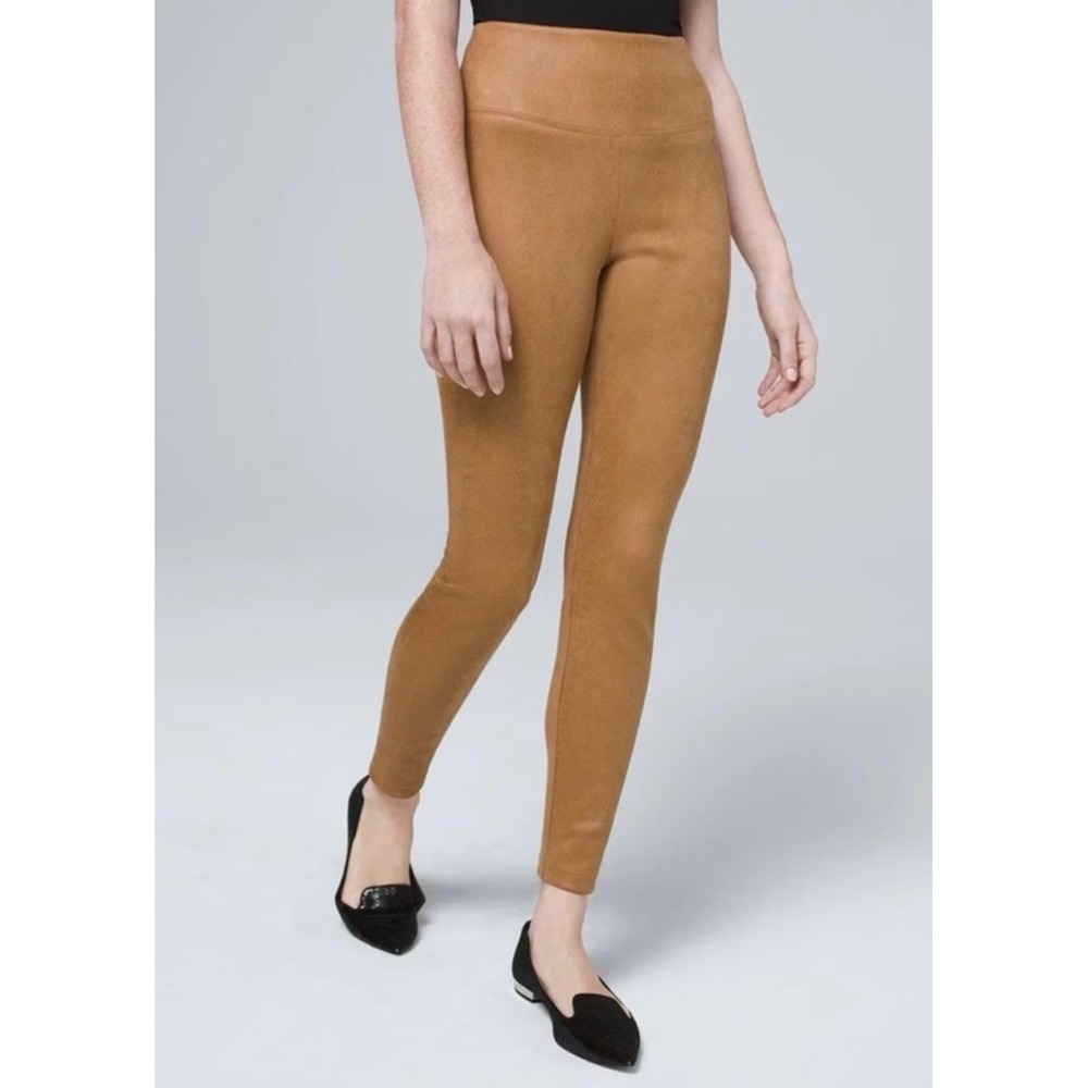 White House Black Market Runway Snake Ultra Suede Leggings, Warm Tan,Size 6, NEW